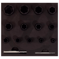 KS Tools 1/4"+1/2" Jeux de douilles à chocs spirales,15 pcs.