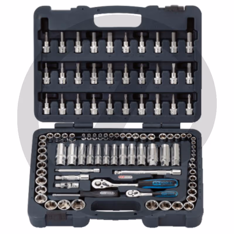 KS Tools 1/4"+3/8"+1/2" CHROMEplus Coffret de douilles, 124 pcs.