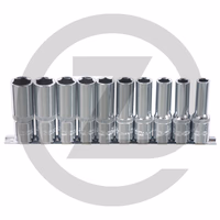 KS Tools 1/4" Jeu de douilles 6 pans CHROMEplus, longues, 10 pcs. 4-13mm