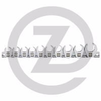 KS Tools CHROMEplus® Jeu de clés 12 pans 3/8" type QFC, 10-22 mm - 10 pièces, - clips de fixation inclus