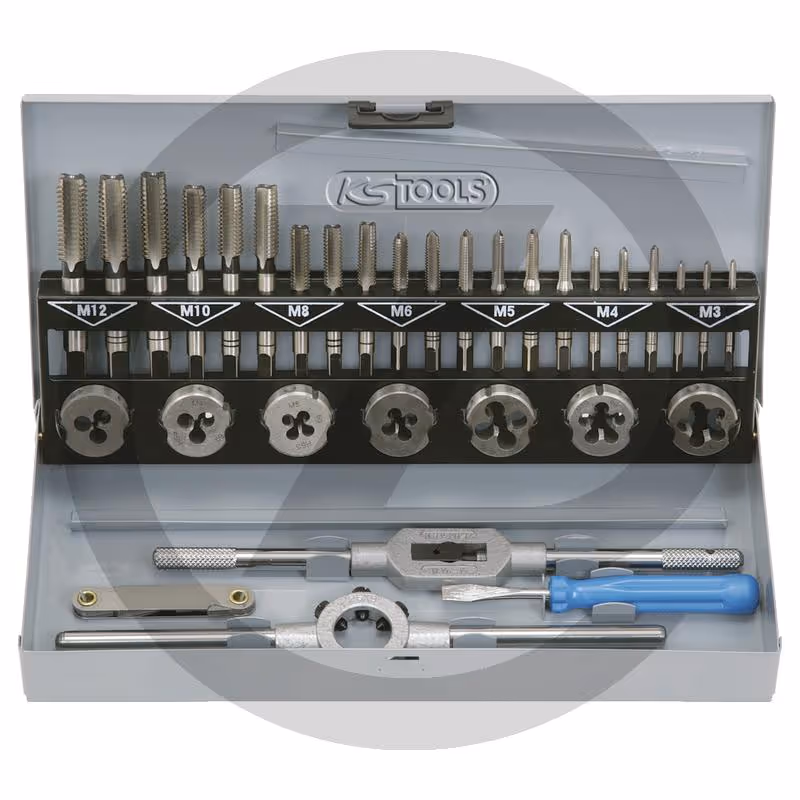 KS Tools Coffret de tarauds et filières HSS Co, 44 pcs.