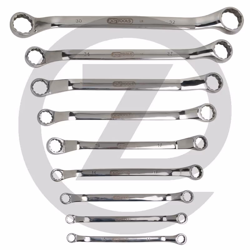 KS Tools EDELSTAHL Doppelringschlüssel-Satz, gekröpft, 11-tlg. - 11 pièces