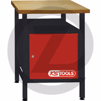 KS Tools Etabli d'atelier 1 porte, 840x1200x600mm