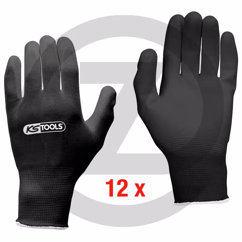 KS Tools Gant maille fine MICRO, noirs, 12 paires XL - Taille XL
