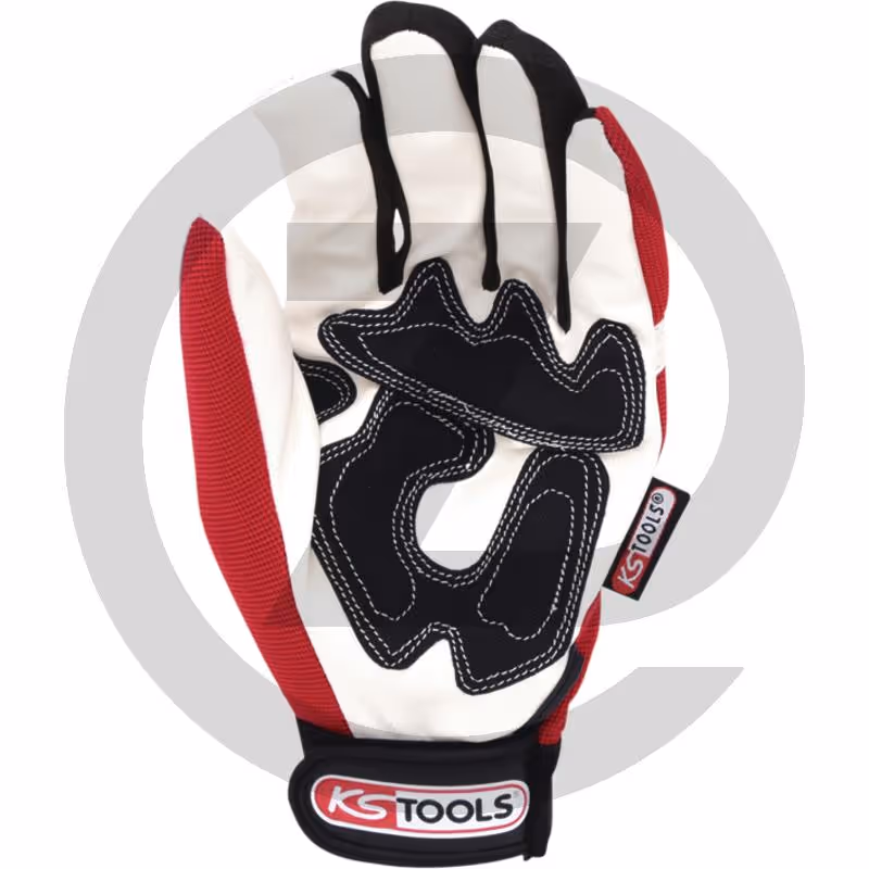 KS Tools Gants de mécanicien en cuir synthétique, L