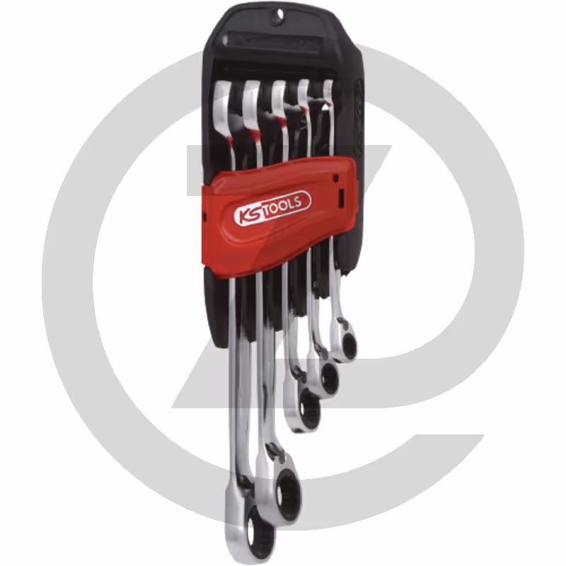 KS Tools Jeu de clés mixtes à cliquet réversible, 8-19 mm GEARplus®, 5 pièces - 5 pièces, dans une boite de présentation