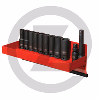 KS Tools Jeu de douilles à chocs 6 pans 1/2" longues, 12-22mm - 12 pièces, longues, - avec support mural aimanté