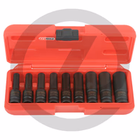 KS Tools Jeu de douilles à chocs E-TX® 1/2", E10-E24 - 9 pièces, livré dans un coffret en plastique - E-TX®,1/2", longue
