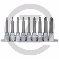 KS Tools Jeu de douilles tournevis RIBE® 1/2" longues, M5-M14 - 9 pièces, - profil 1/2" RIBE®, - longueur 110 mm, - fixation par clips -