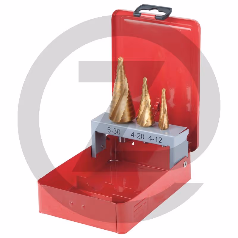 KS Tools Jeu de forets étagés HSS TiN, en box métal 3 pcs. - 3-teilig