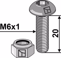 Kuhn | Boulon à tête bombée M6x1x20 avec six pans creux