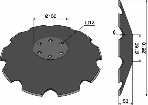 Disque crenelé Kuhn fond plat 510x6mm H2203180 Niaux 200