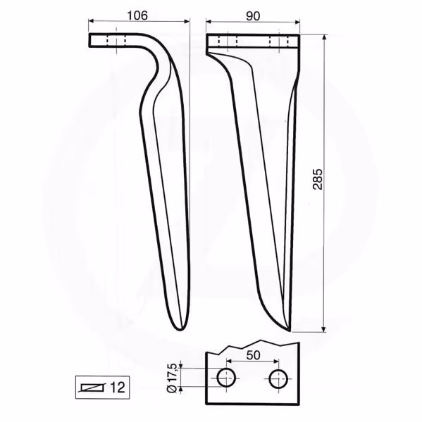 Dent de herse rotative Kverneland PHB EP12 Gauche MAE020146 Adaptable