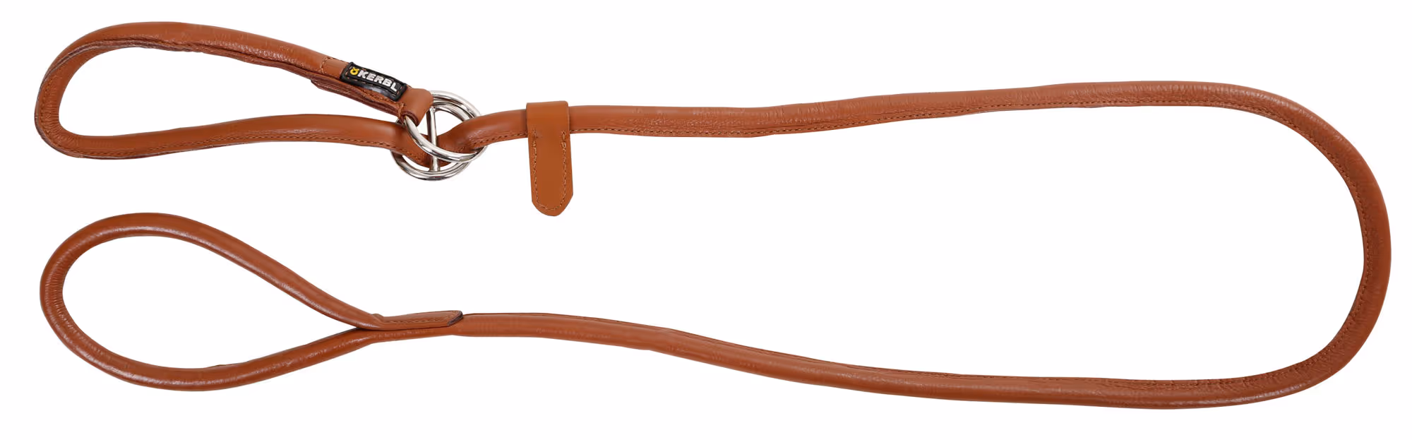 Laisse avec collier intégré Roma, cognac, 170cm, 8mm