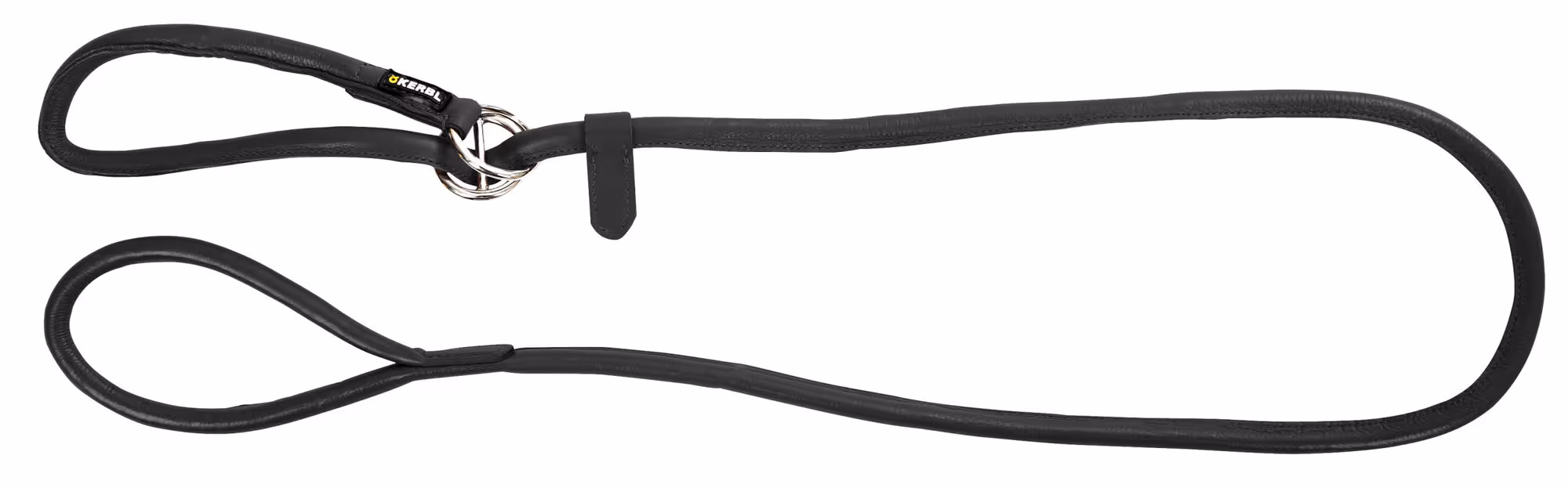 Laisse avec collier intégré Roma, noire, 170cm, 8mm