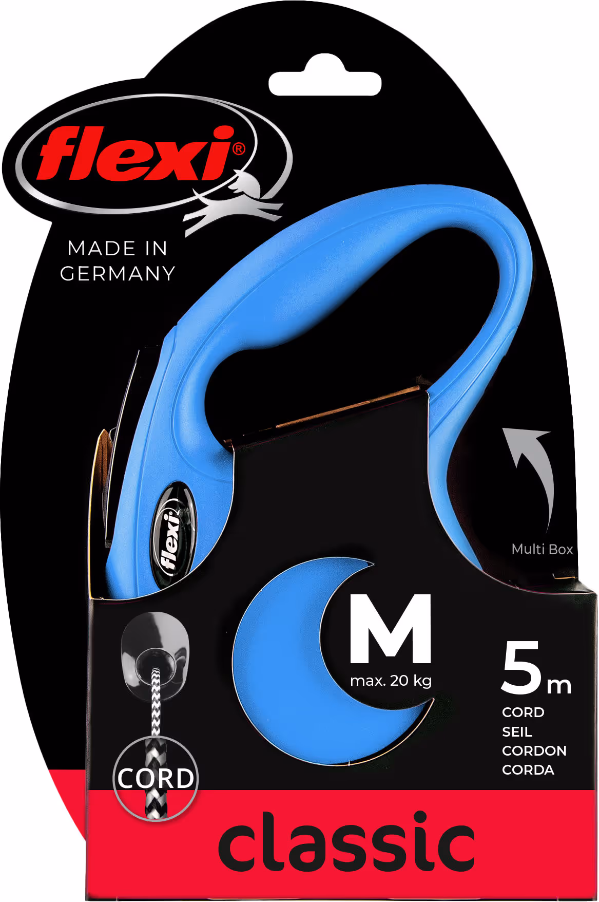 Laisse-corde Flexi NewClassic bleu, taille M, 5m, max.20kg