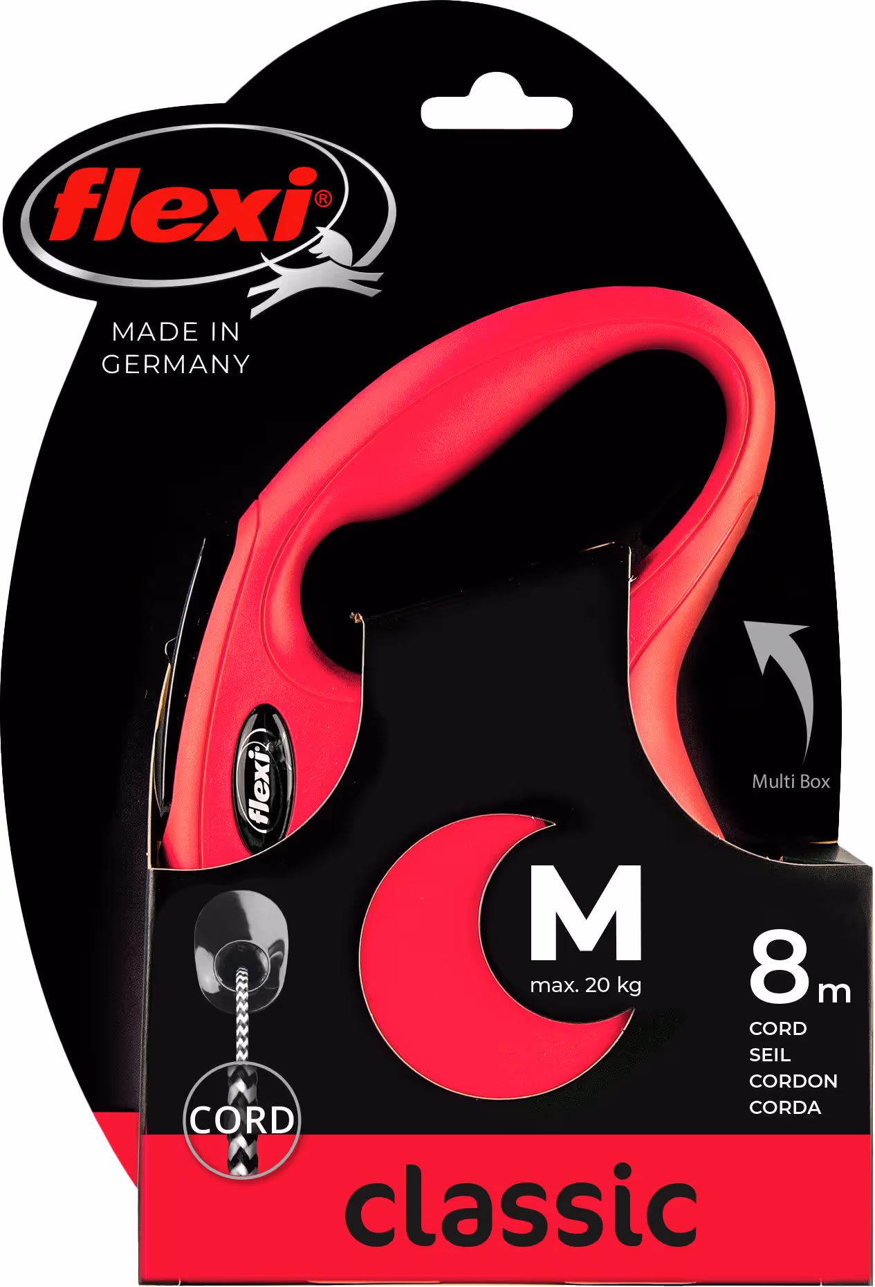 Laisse-corde Flexi NewClassic rouge, taille M, 8m, max.20kg