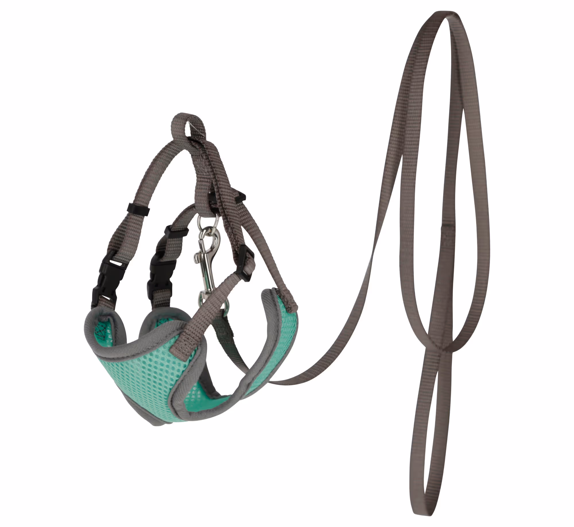 Laisse-harnais pour chat maille turquoise, 120cm