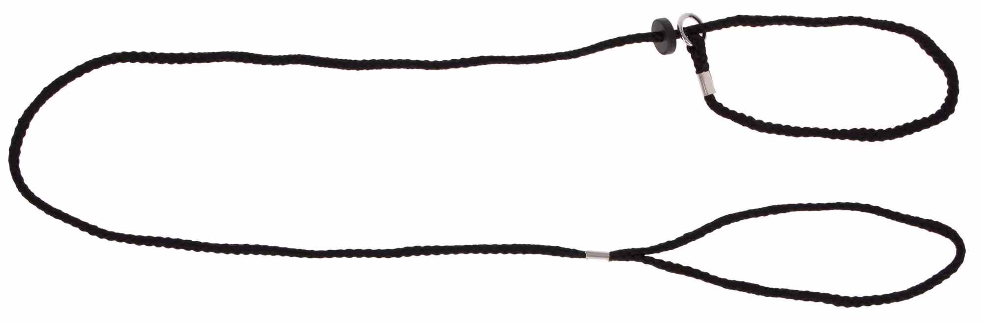 Laisse longue avec collier noire, 125cm, 6mm