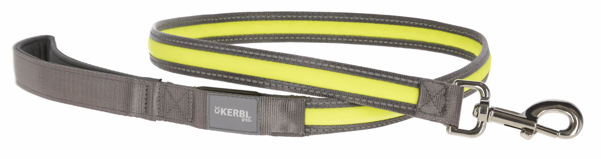 Laisse lumineuse Light&Reflex gris/jaune fluo, 120cm, 25mm