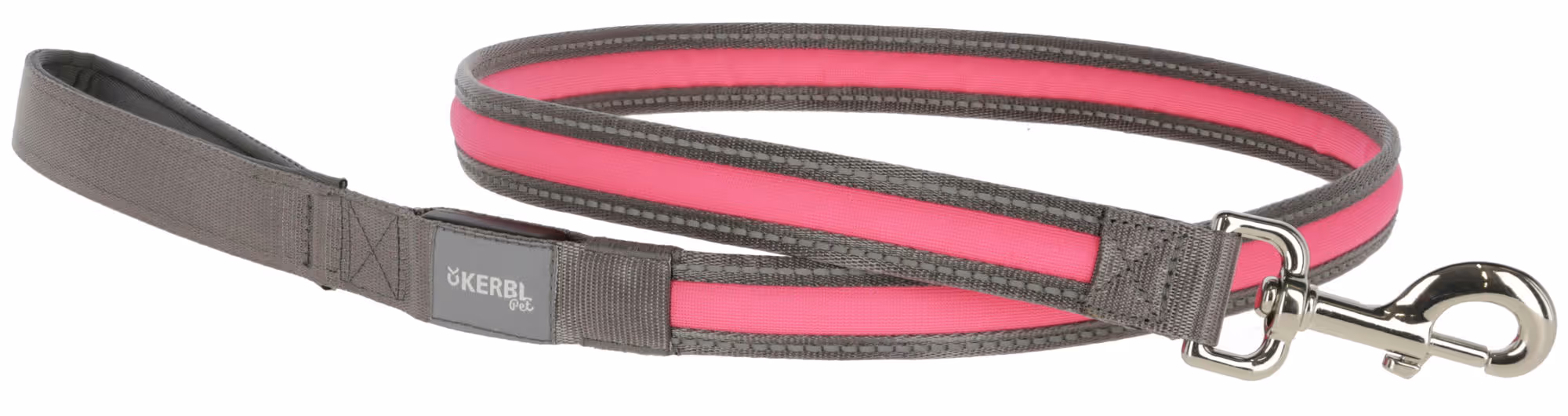 Laisse lumineuse Light&Reflex gris/rose fluo, 120cm, 25mm
