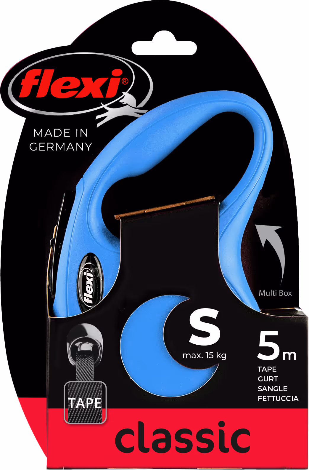 Laisse-sangle Flexi NewClassic bleu, taille S, 5m, max.15kg