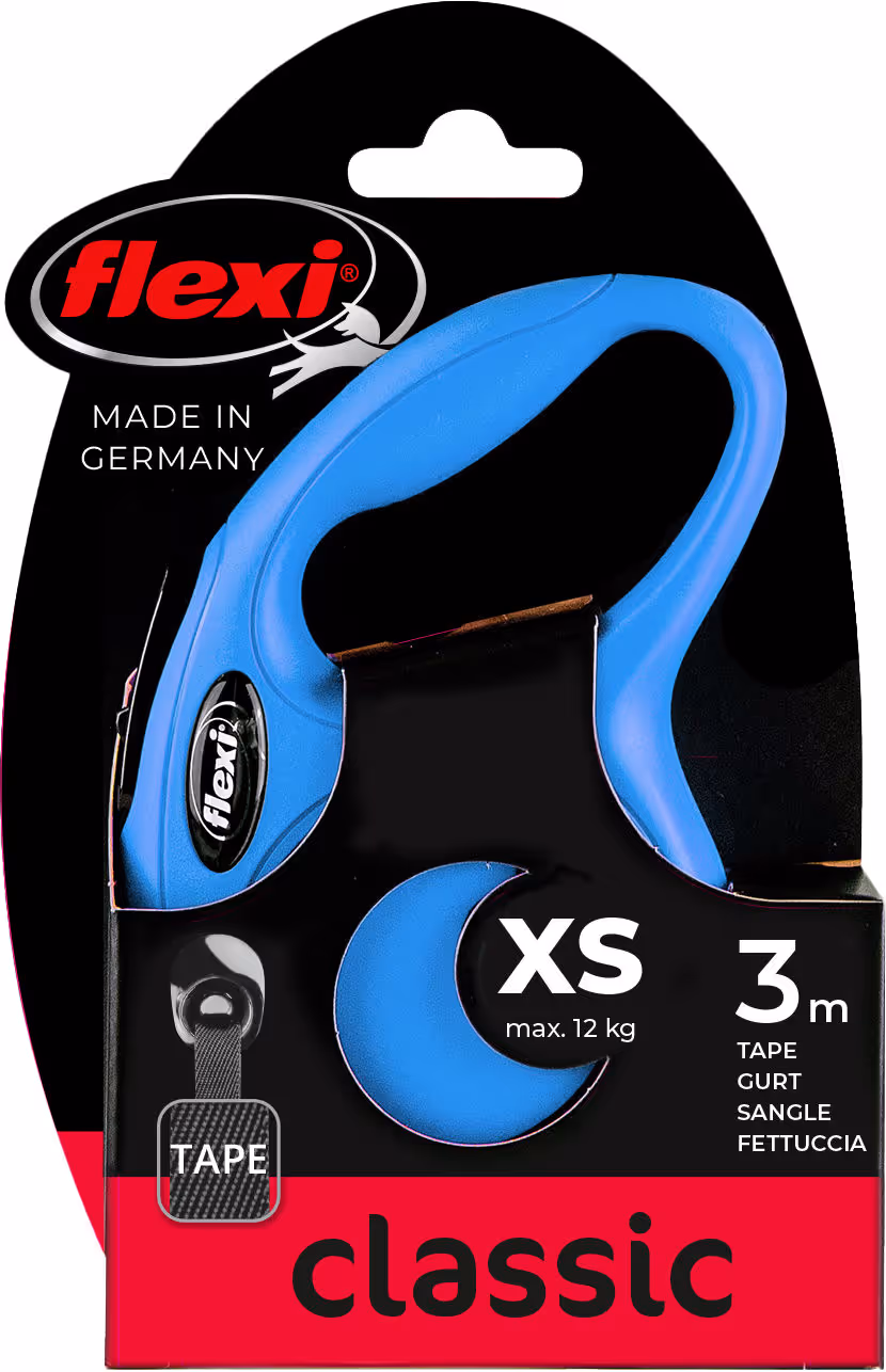 Laisse-sangle Flexi NewClassic bleu, taille XS, 3m, max.12kg