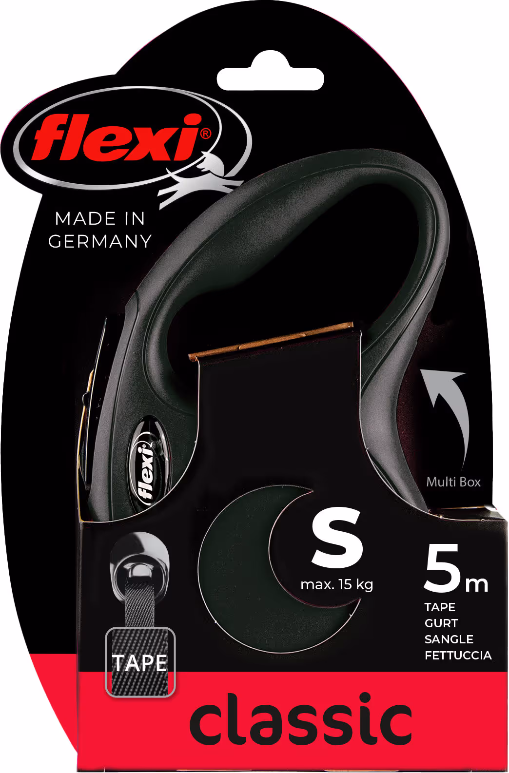 Laisse-sangle Flexi NewClassic noir, taille S, 5m, max.15kg