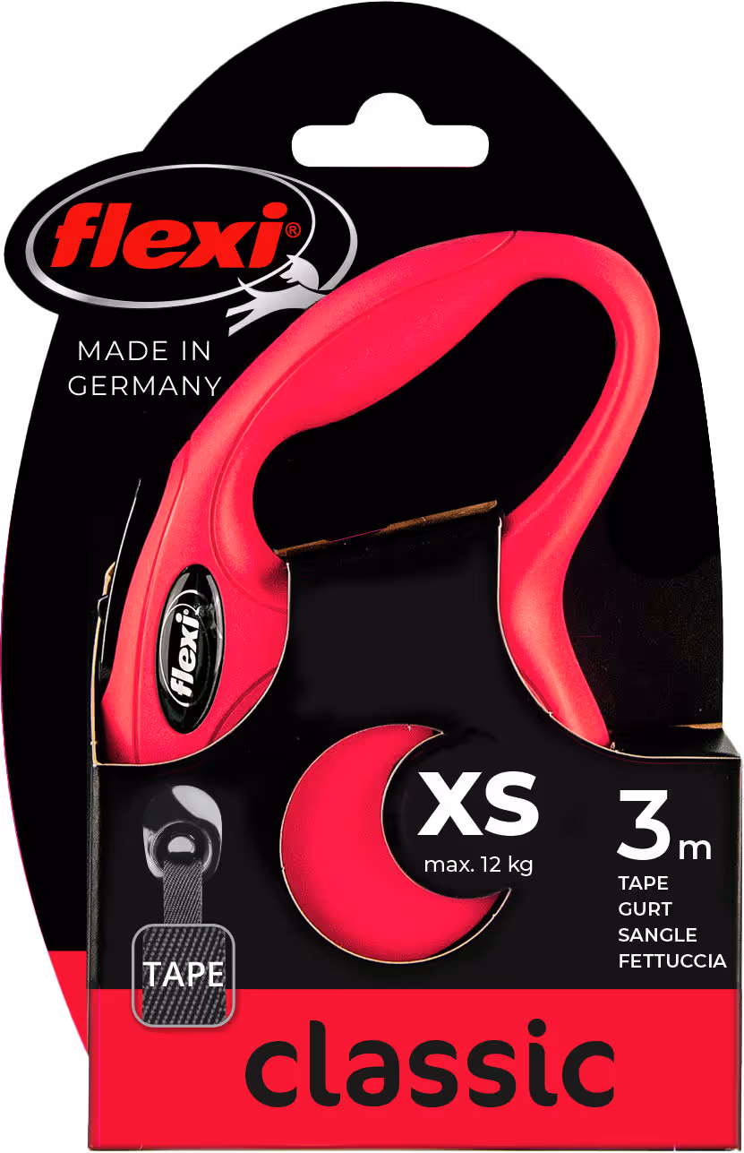 Laisse-sangle Flexi NewClassic rouge, taille XS, 3m, max.12kg