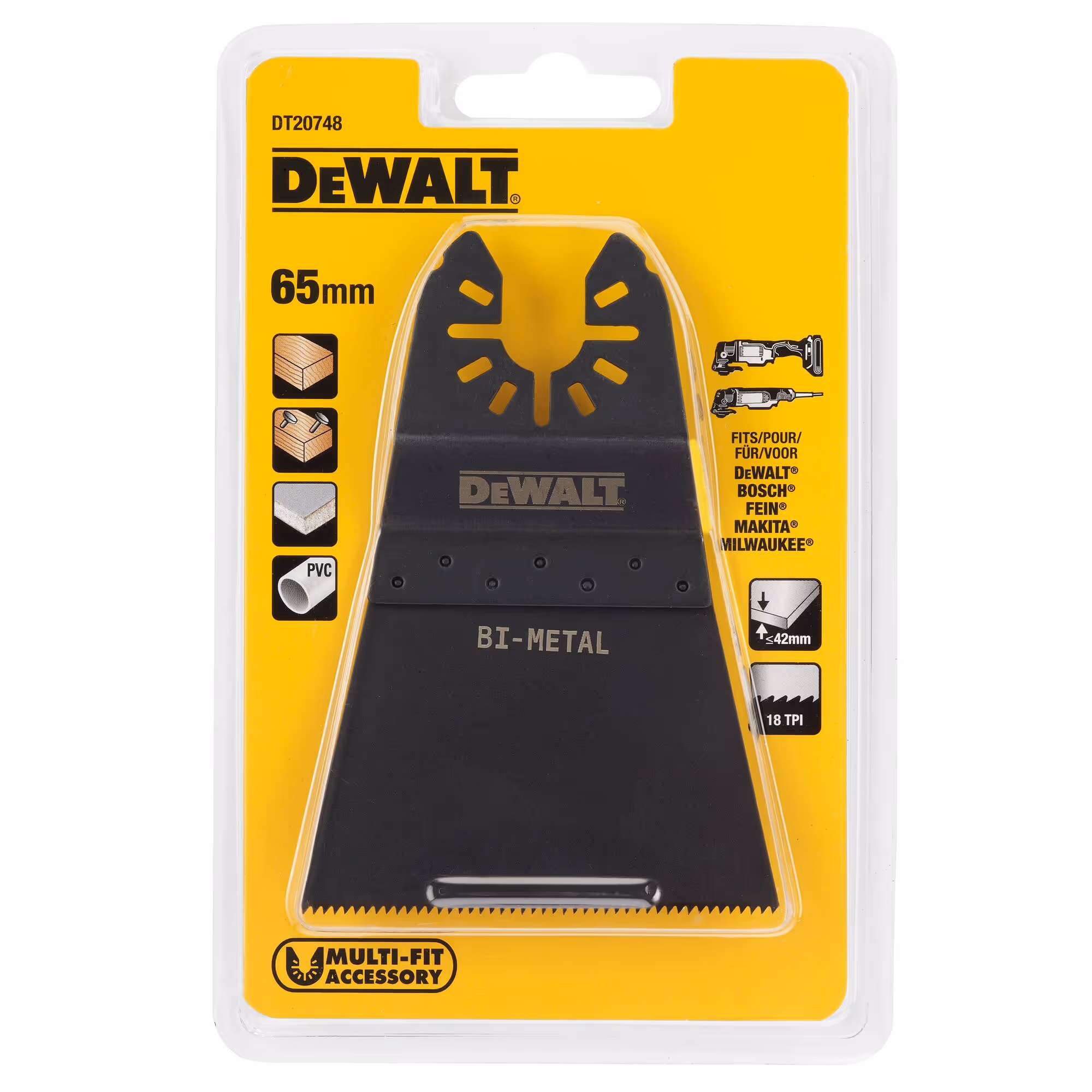 Lame bi-métal 64 mm pour multi-cutter. Bois, bois avec clous, plaque de plâtre, PVC