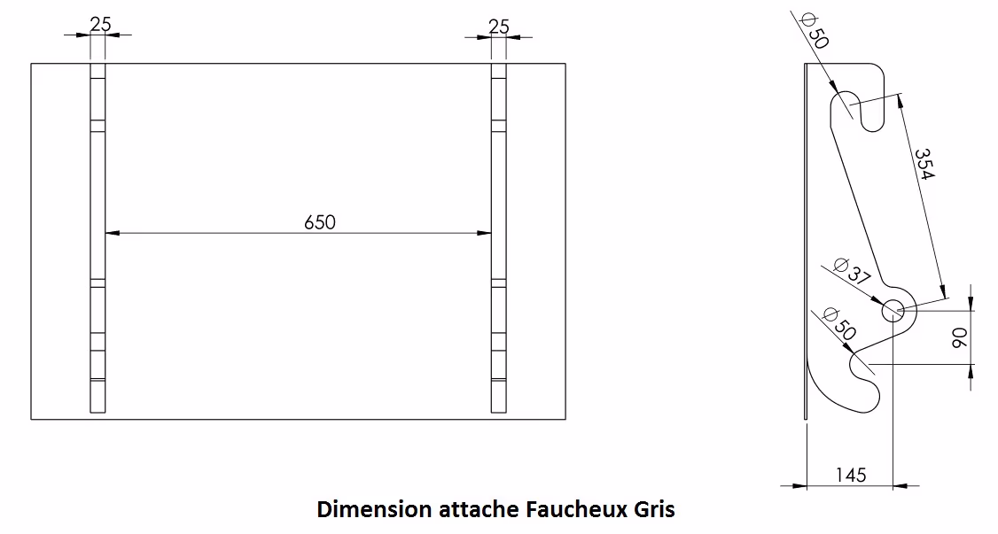Lame de déneigement fixe Metal-technik 2000 Faucheux Gris