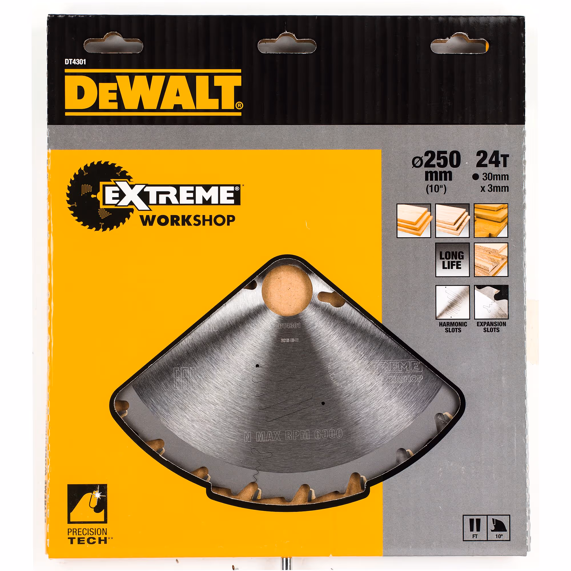 Lame de scie radiale 250 x 30,4 mm, 24 dents, FT/DL, angle d'attaque 10. Pour la coupe du bois, du contreplaqué et du MDF
