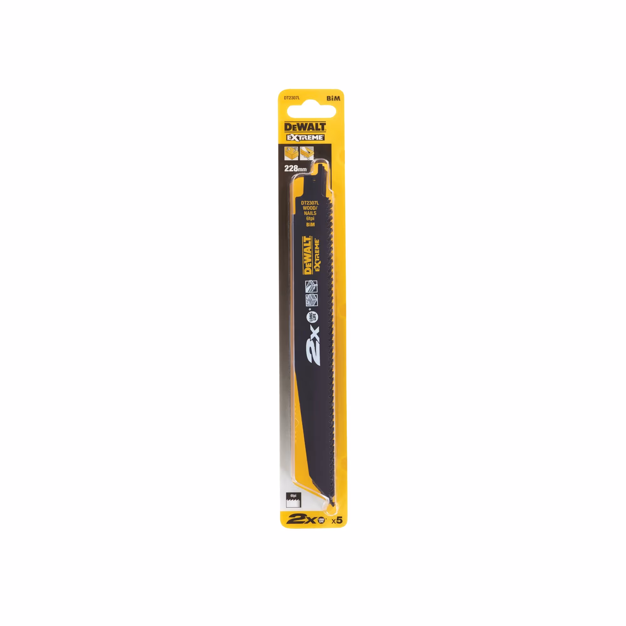 Lame de scie sabre BiM 2X Long Life pour la coupe du bois avec clous 228 mm