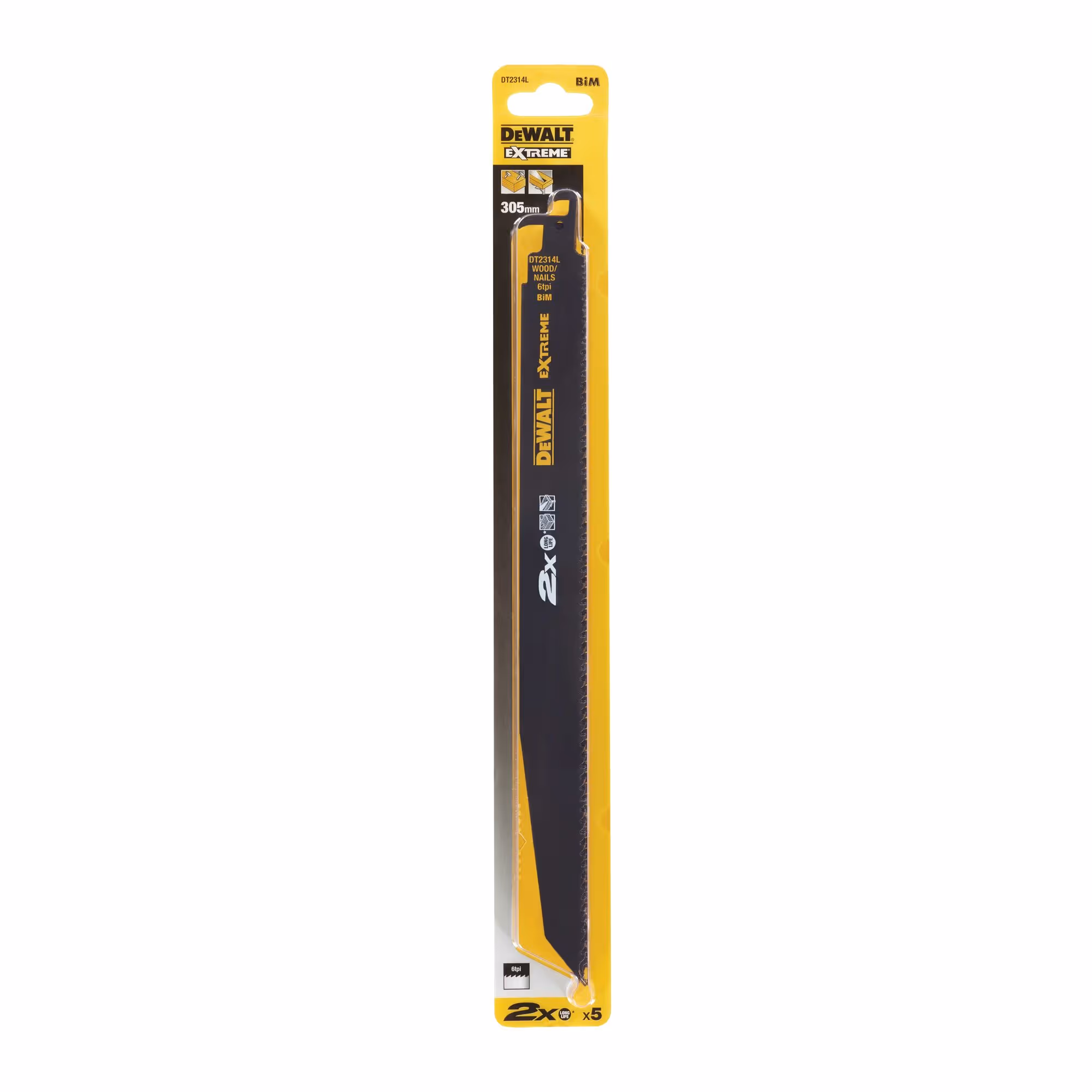 Lame de scie sabre BiM 2X Long Life pour la coupe du bois avec clous 305 mm