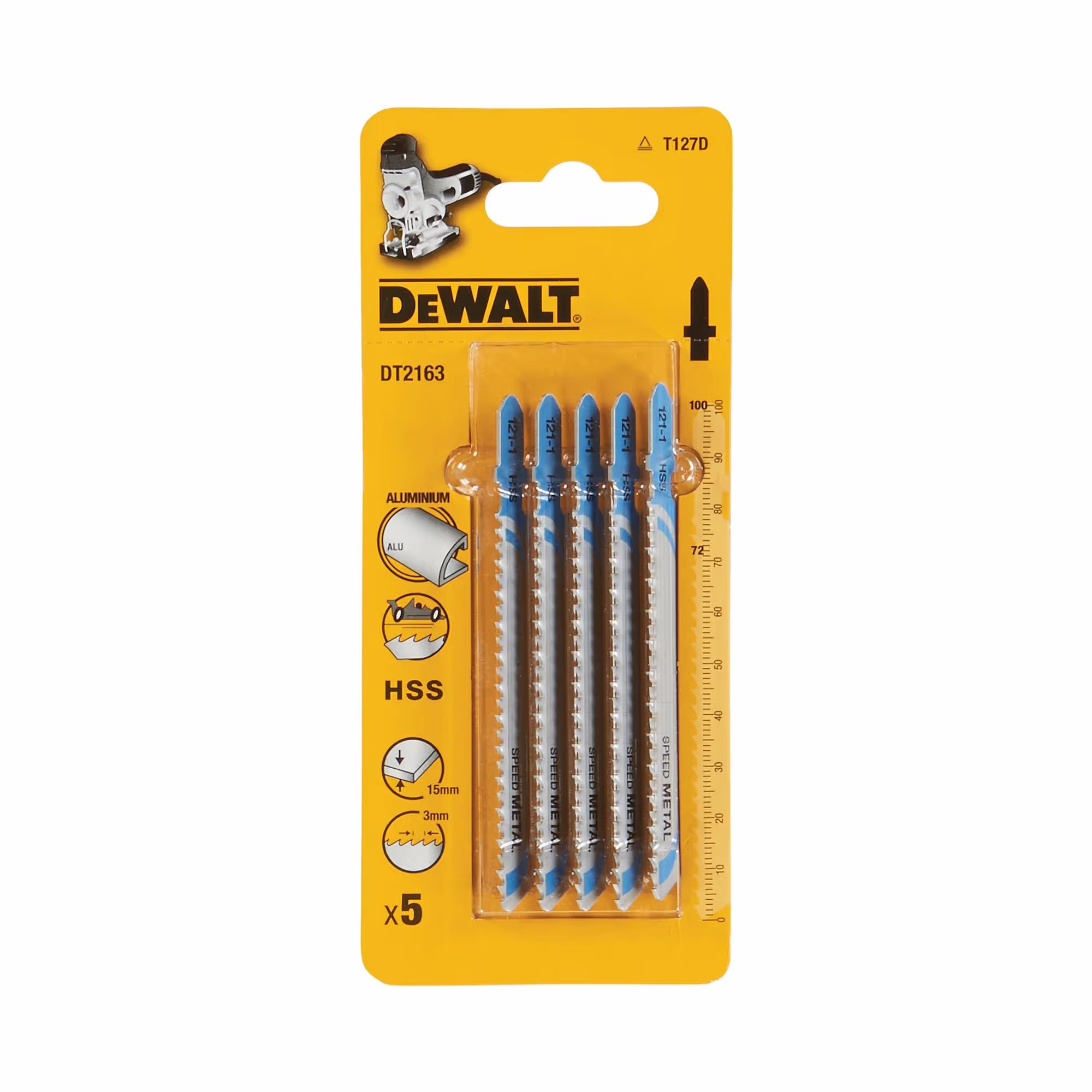 Lame de scie sauteuse métal, PVC et alu HSS profondeur de coupe métal < 6 mm, PVC < 30 mm, aluminium < 30 mm attache en T