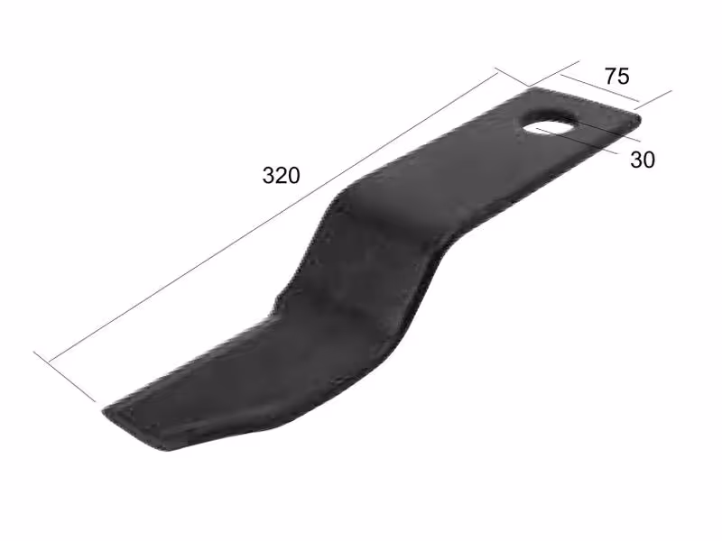 Lame de tondeuse, Longueur: 320mm, Largeur: 75mm, Ø trou: 30mm - Remplacement pour Fleming