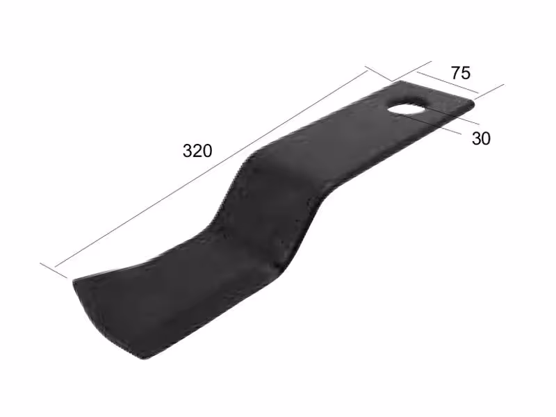 Lame de tondeuse, Longueur: 320mm, Largeur: 75mm, Ø trou: 30mm - Remplacement pour Fleming