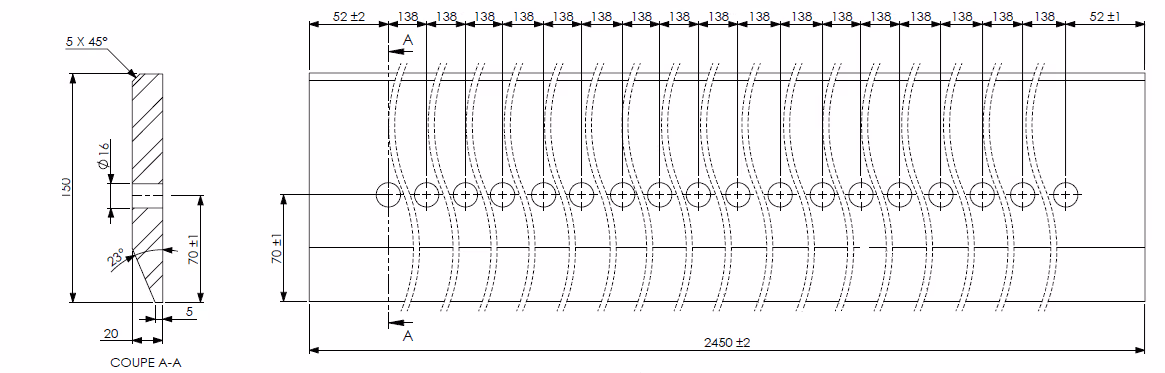 Lame percee 150x20 400 hb lg 2450 18 percages