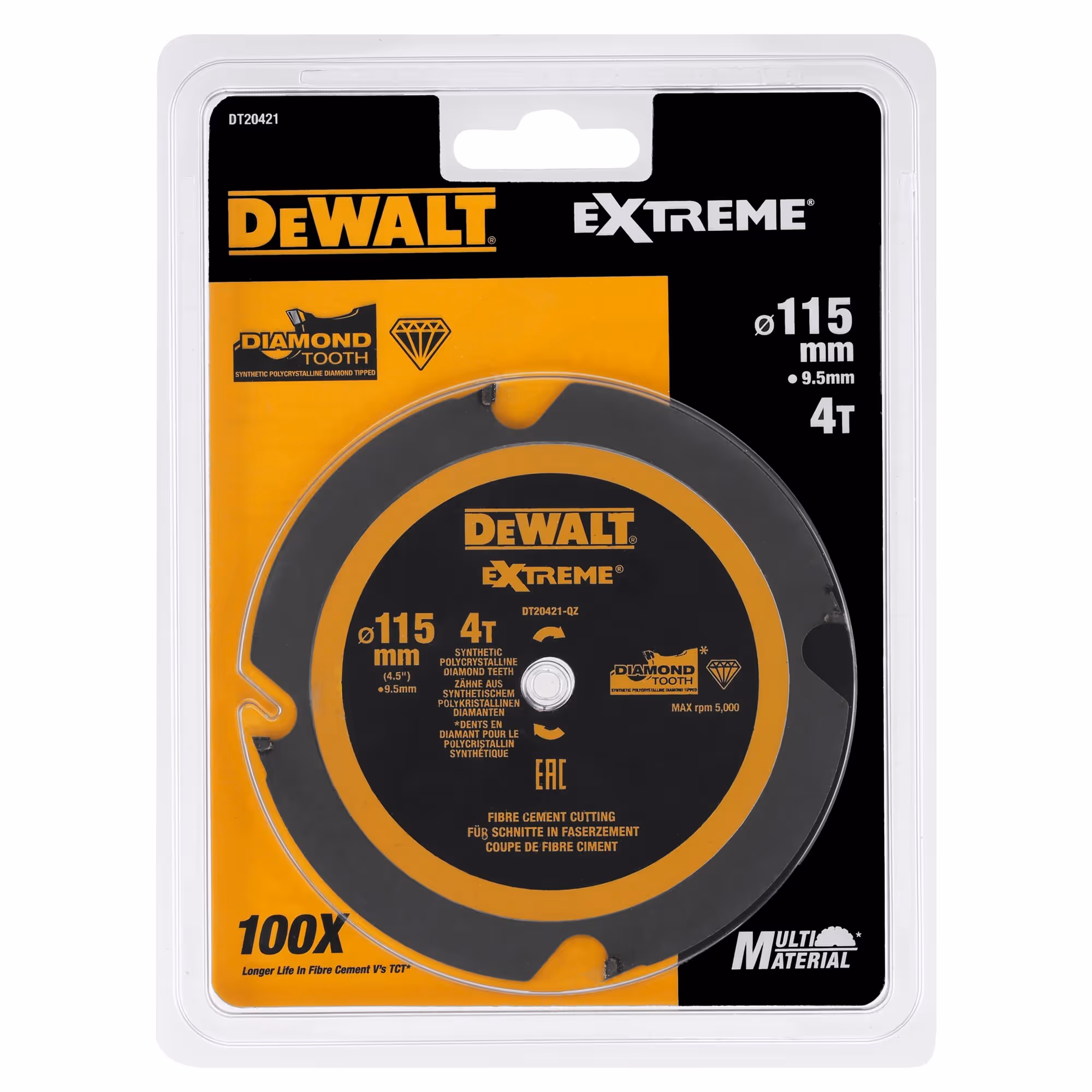 Lame de scie circulaire portative denture diamant, 115 x 9,5 mm, 4 dents, FT, angle d'attaque 12. Pour la coupe de fibre-ciment et laminés