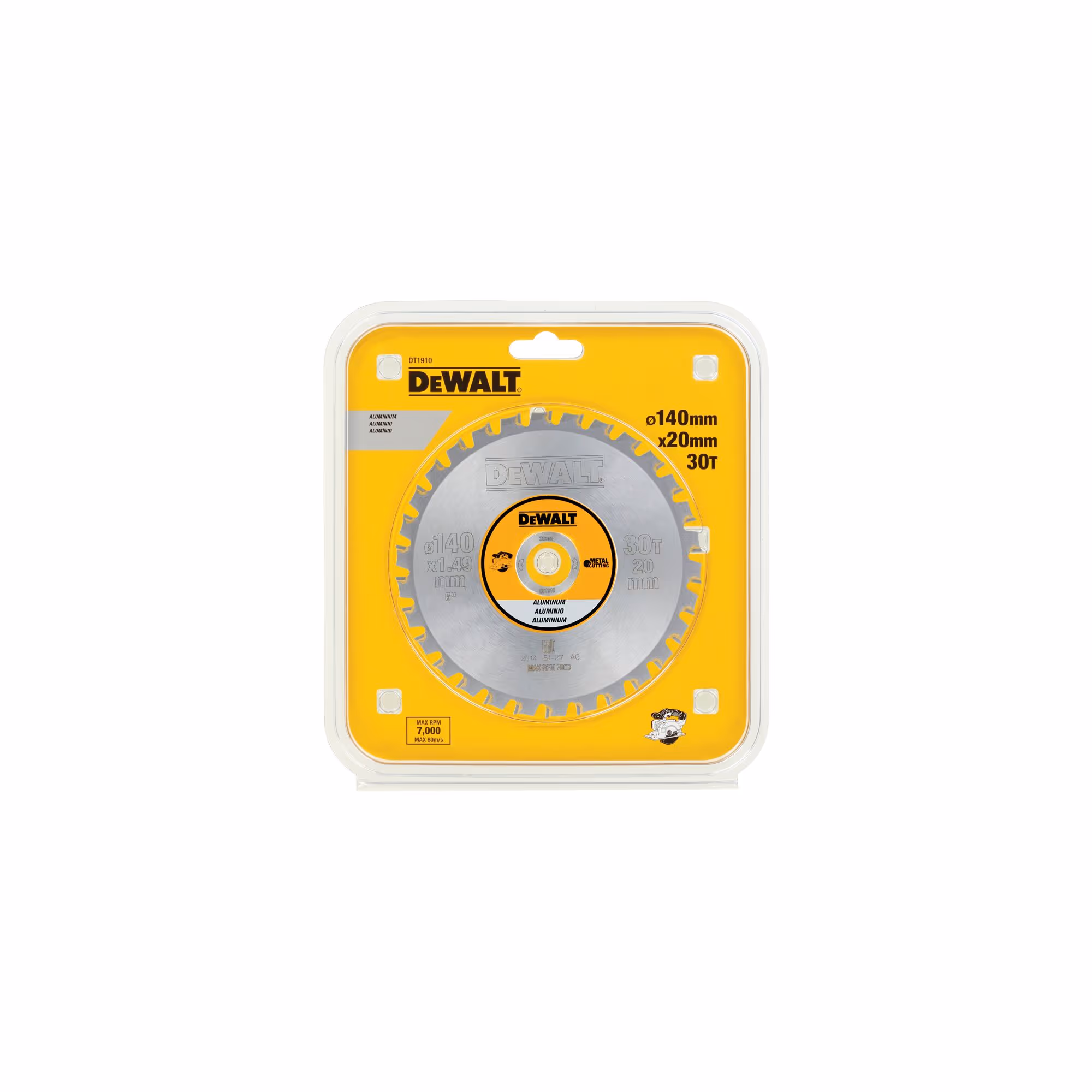 Lame de scie circulaire portative carbure 140 x 20 mm, 30 dents, TCG/aluminium, angle d'attaque 3