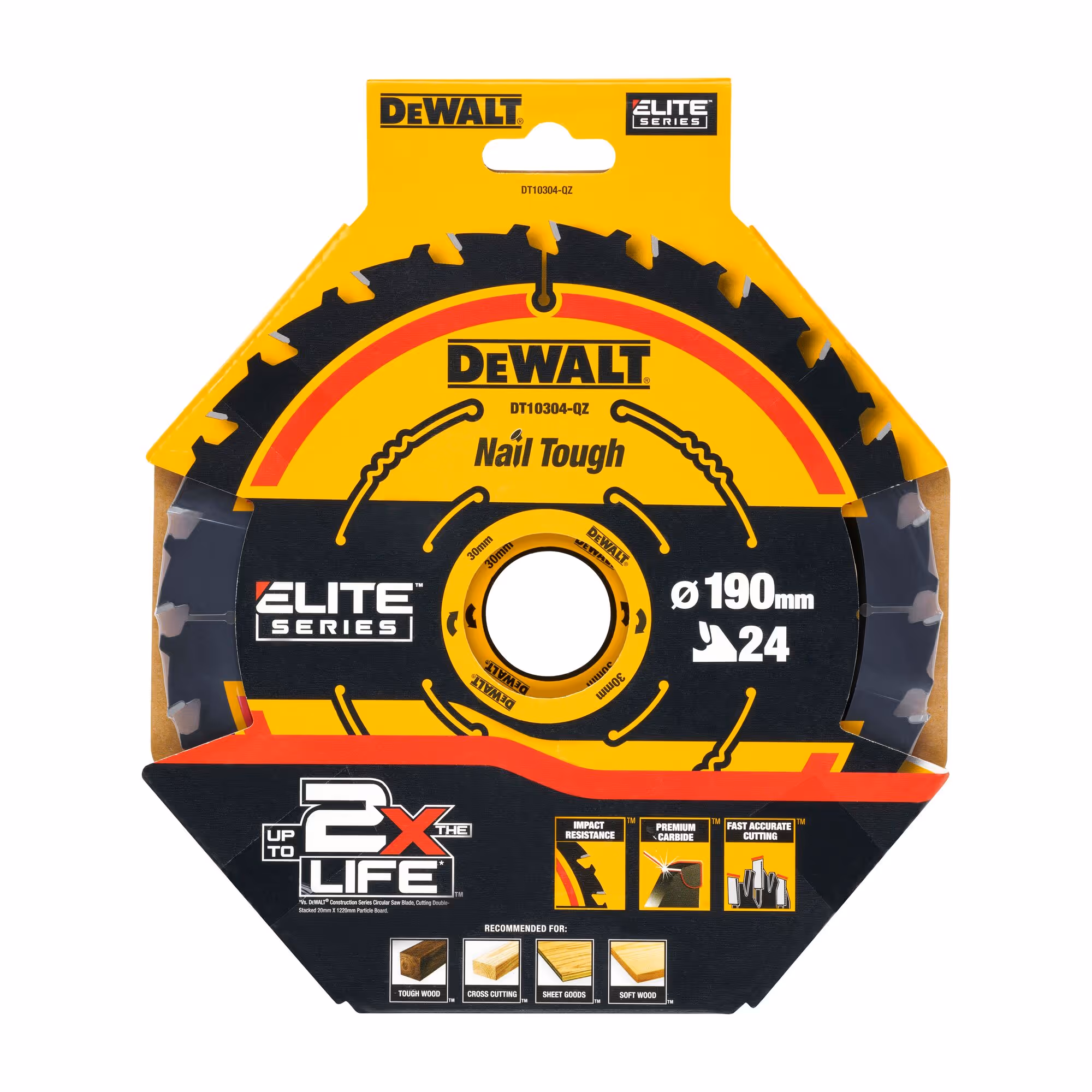 Lame de scie circulaire portative carbure Extreme, 190 x 30 mm, 24 dents, ATB/tronçonnage, angle d'attaque 20. Pour la coupe du bois dur et tendre, MDF, contreplaqués, stratifiés et placages