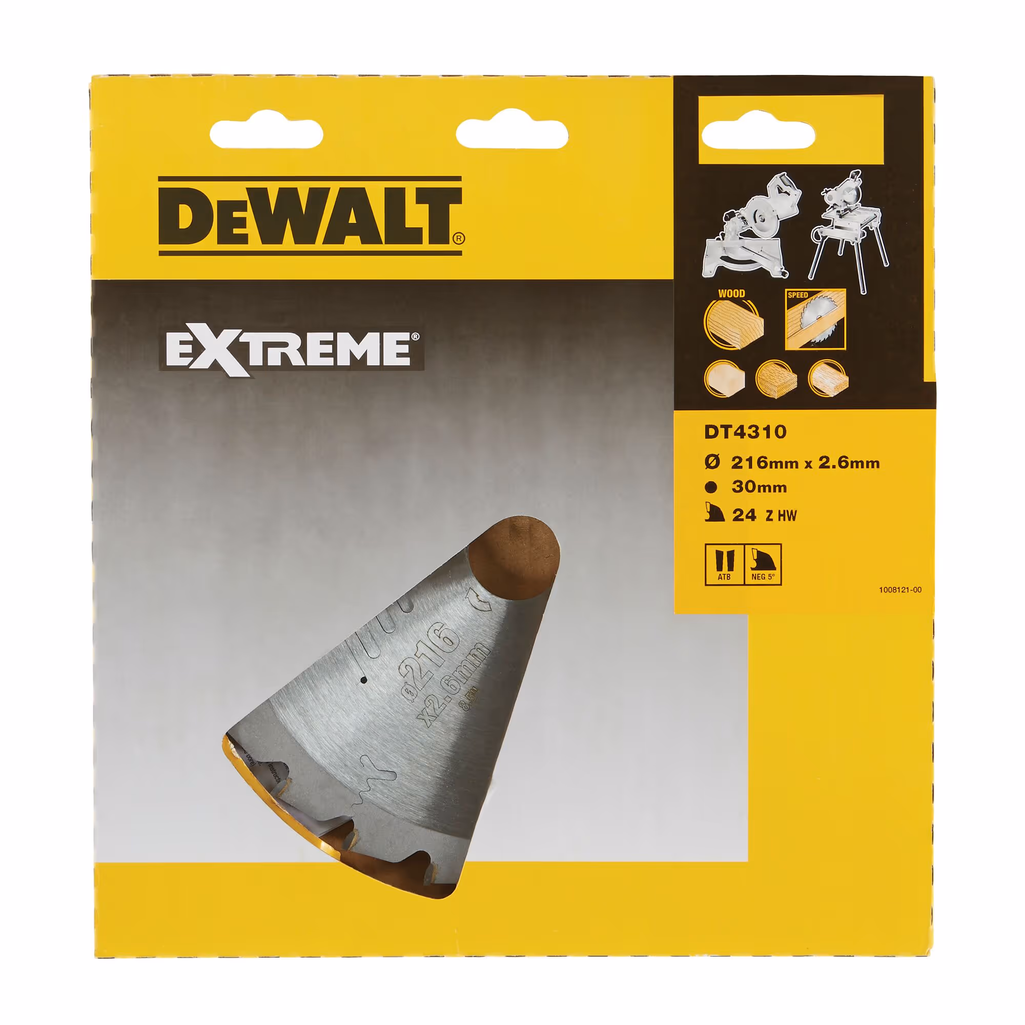 Lame de scie circulaire stationnaire Extreme Workshop 216 x 30 mm, 24 dents, ATB/délignage, angle d'attaque -5. Pour la coupe du bois dur et tendre, MDF, contreplaqués, stratifiés et placages
