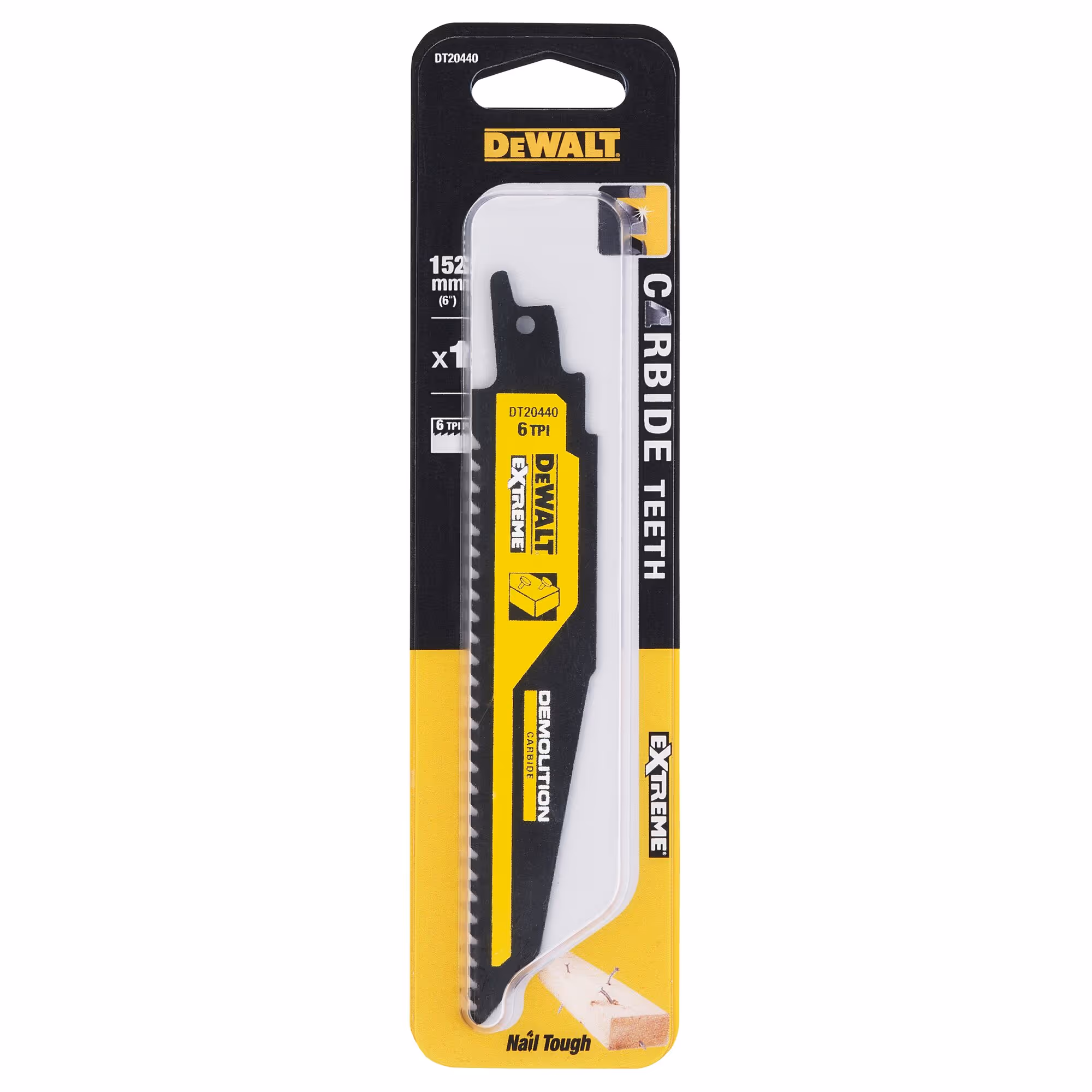 Lame de scie sabre carbure 152 mm pour le bois avec clous / 6TPI