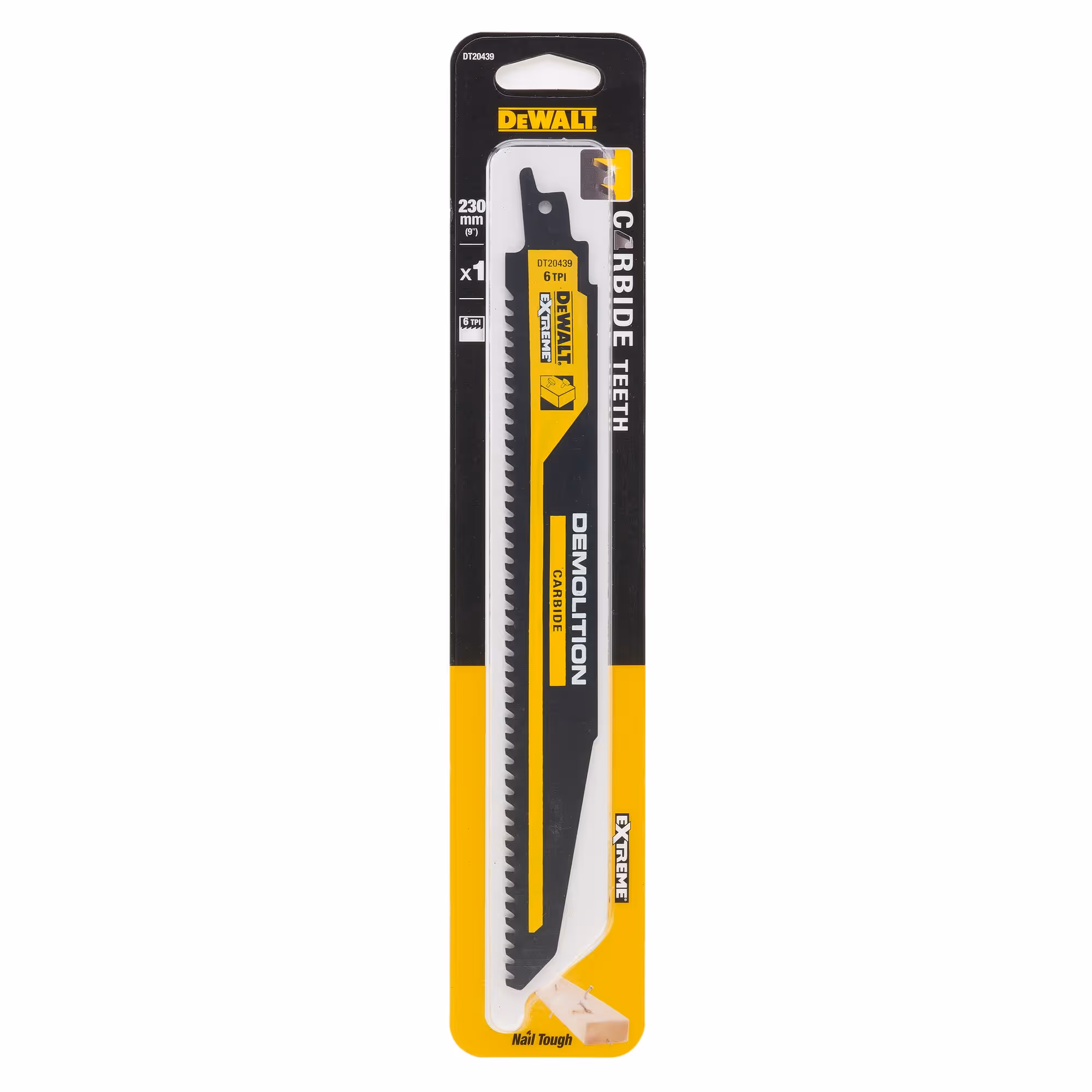 Lame de scie sabre carbure 230 mm pour le bois avec clous / 6TPI