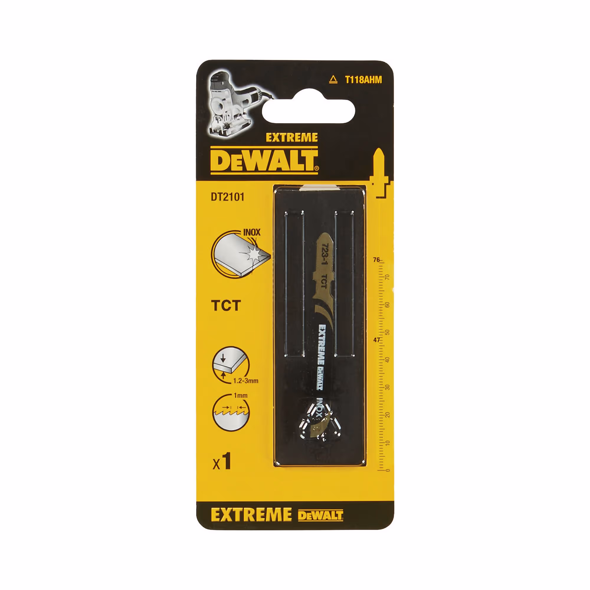 Lame pour scie sauteuse au carbure de tungstène profondeur de coupe < 3 mm attache en T
inox et métal