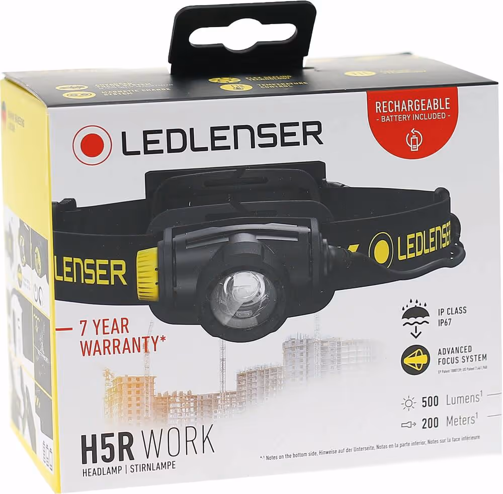 LAMPE FRONTALE LED H5R WORK 500 LUMENS RECHARGEABLE