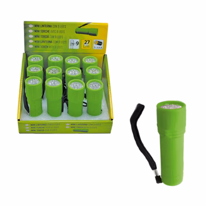 Lampe torche de 9 leds, vert