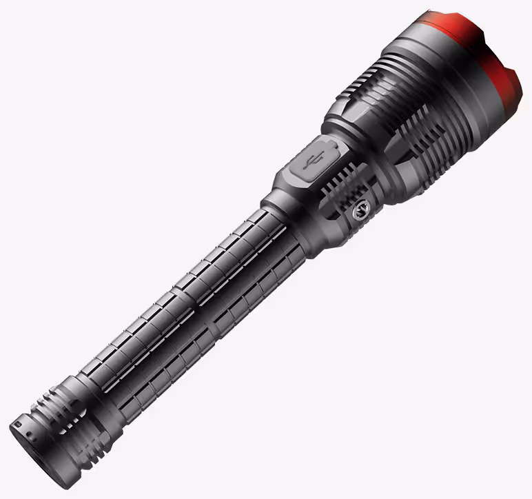 Lampe torche LED ultra puissante 8000 lumen avec chargeur de téléphone et zoom