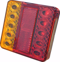 LANTERNE 4 FONCTIONS CARREE A LEDS ORANGE/ROUGE