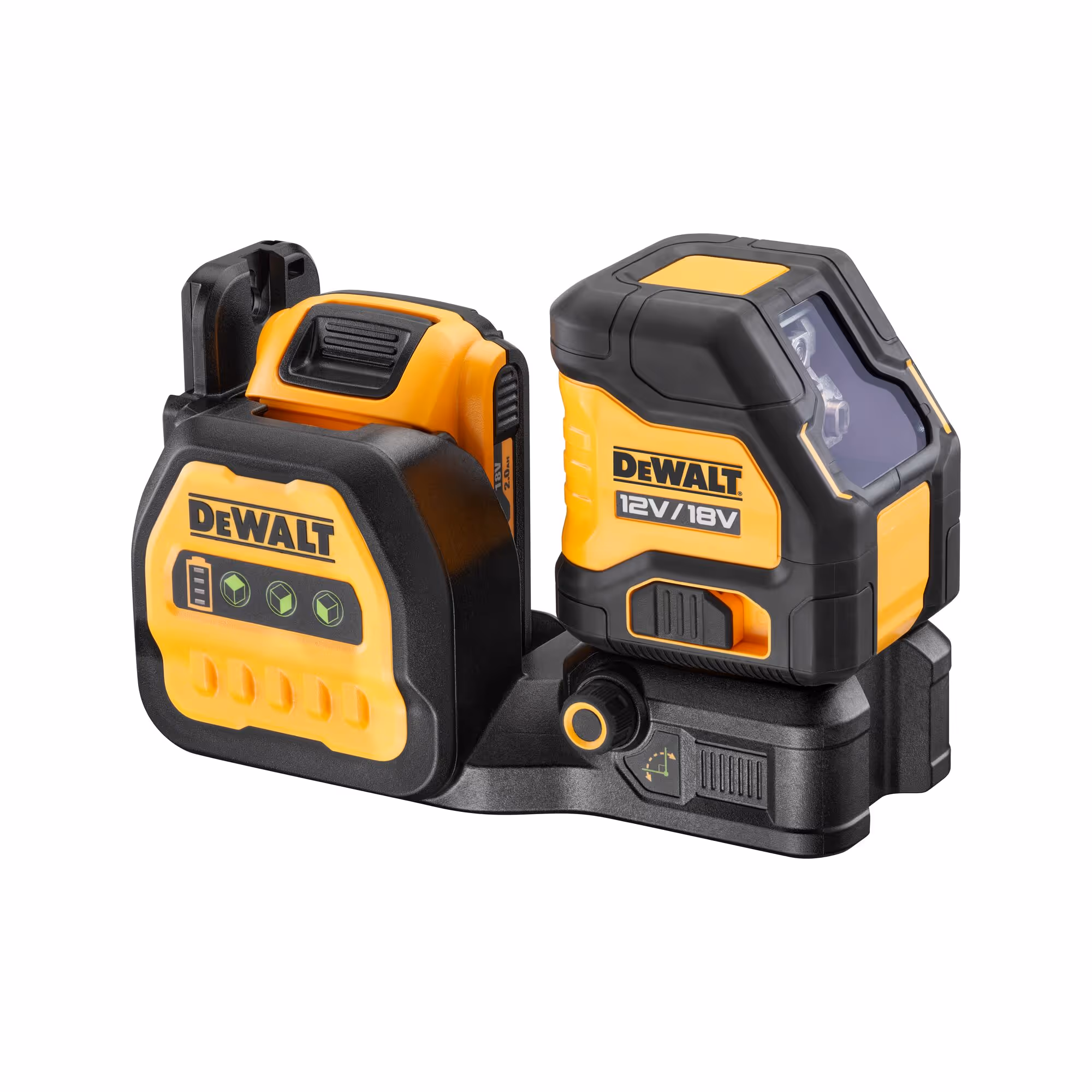 Laser croix XR 12 V / 18 V 2 Ah Li-Ion - faisceau vert - type de lignes : 1 x horizontale, 1 x verticale / portée (avec cellule de détection) (m) : 85 (100) - 1 batterie XR 18 V 2 Ah, chargeur, support mural, cible, coffret TSTAK